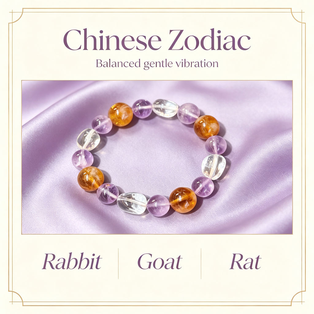 Lavender Amethyst Yellow Tourmalinated Quartz Clear Quartz Bracelet Natural Mixed Crystal Beaded Bracelet Calm Luck Wealth Success Protection