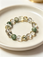 Green Rutilated Quartz Green Phantom Quartz Citrine Bracelet Natural Crystal Beaded Bracelet For Wealth Success Protection Good Luck