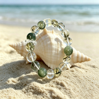 Green Rutilated Quartz Green Phantom Quartz Citrine Bracelet Natural Crystal Beaded Bracelet For Wealth Success Protection Good Luck