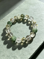 Green Rutilated Quartz Green Phantom Quartz Citrine Bracelet Natural Crystal Beaded Bracelet For Wealth Success Protection Good Luck