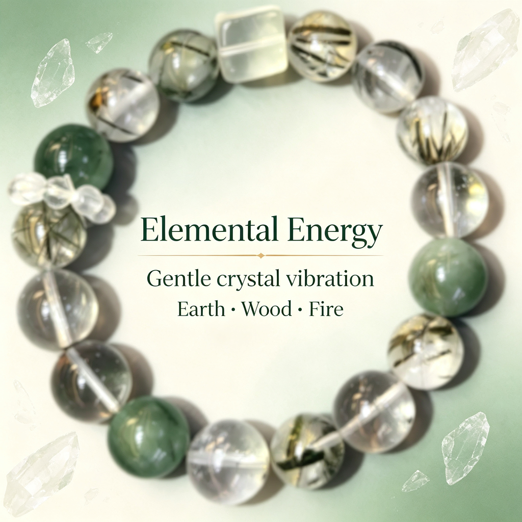 Green Rutilated Quartz Green Phantom Quartz Citrine Bracelet Natural Crystal Beaded Bracelet For Wealth Success Protection Good Luck