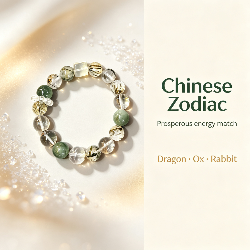 Green Rutilated Quartz Green Phantom Quartz Citrine Bracelet Natural Crystal Beaded Bracelet For Wealth Success Protection Good Luck