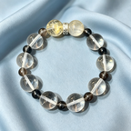 Golden Rutilated Quartz Clear Quartz Smoky Quartz Bracelet Natural Crystal Beaded Bracelet For Success Wealth Protection Calm Luck