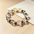 Golden Rutilated Quartz Clear Quartz Smoky Quartz Bracelet Natural Crystal Beaded Bracelet For Success Wealth Protection Calm Luck