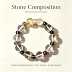 Golden Rutilated Quartz Clear Quartz Smoky Quartz Bracelet Natural Crystal Beaded Bracelet For Success Wealth Protection Calm Luck