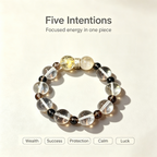Golden Rutilated Quartz Clear Quartz Smoky Quartz Bracelet Natural Crystal Beaded Bracelet For Success Wealth Protection Calm Luck