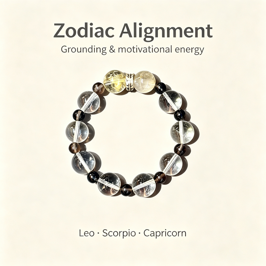 Golden Rutilated Quartz Clear Quartz Smoky Quartz Bracelet Natural Crystal Beaded Bracelet For Success Wealth Protection Calm Luck