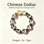 Golden Rutilated Quartz Clear Quartz Smoky Quartz Bracelet Natural Crystal Beaded Bracelet For Success Wealth Protection Calm Luck