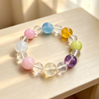 Clear Quartz Kunzite Aquamarine Bracelet Natural Mixed Gemstone Beaded Bracelet For Calm Luck Relationships Health Protection