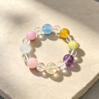 Clear Quartz Kunzite Aquamarine Bracelet Natural Mixed Gemstone Beaded Bracelet For Calm Luck Relationships Health Protection