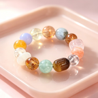 Citrine Sunstone Golden Tiger's Eye Bracelet Natural Mixed Gemstone Beaded Bracelet For Wealth Career Luck Calm Protection