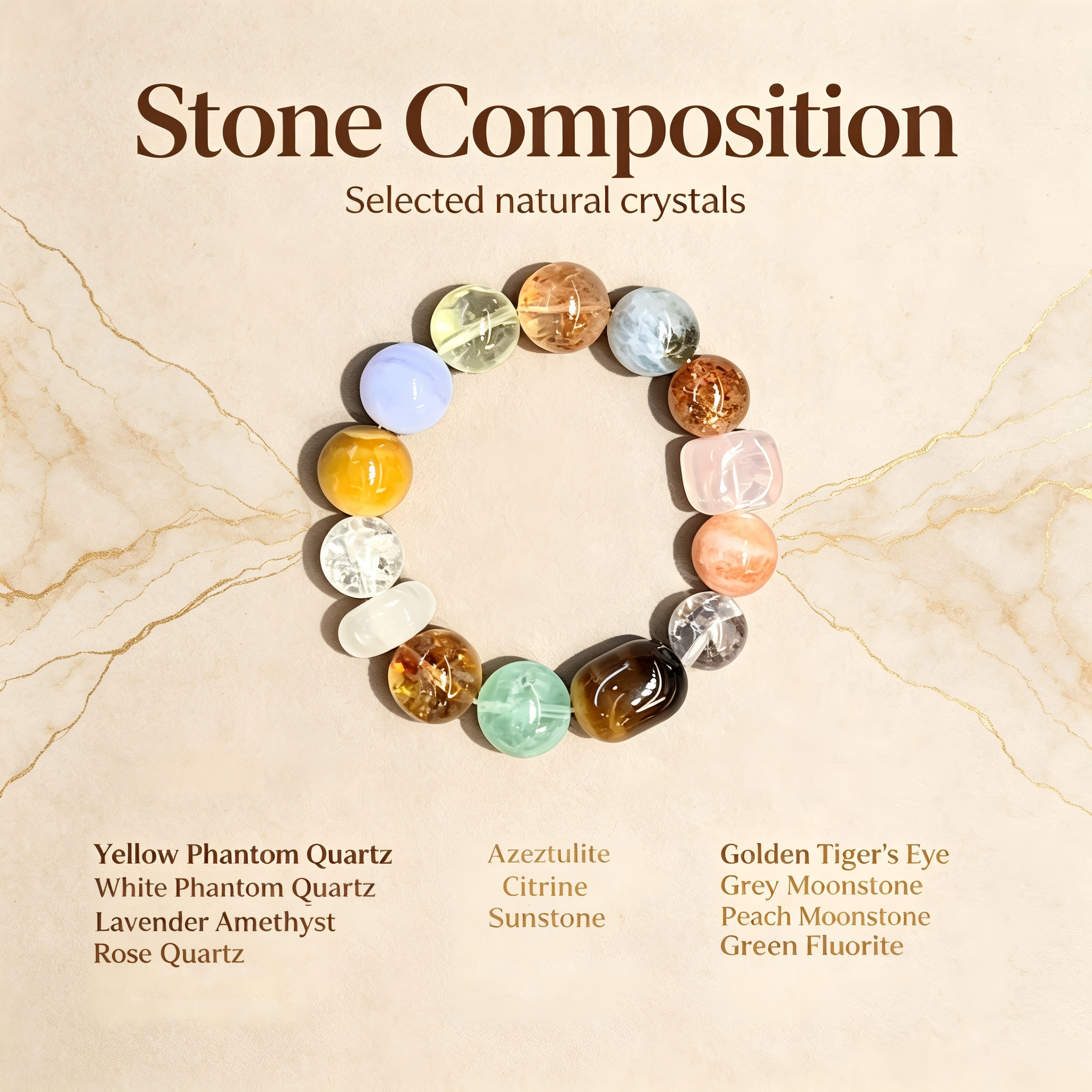 Citrine Sunstone Golden Tiger's Eye Bracelet Natural Mixed Gemstone Beaded Bracelet For Wealth Career Luck Calm Protection