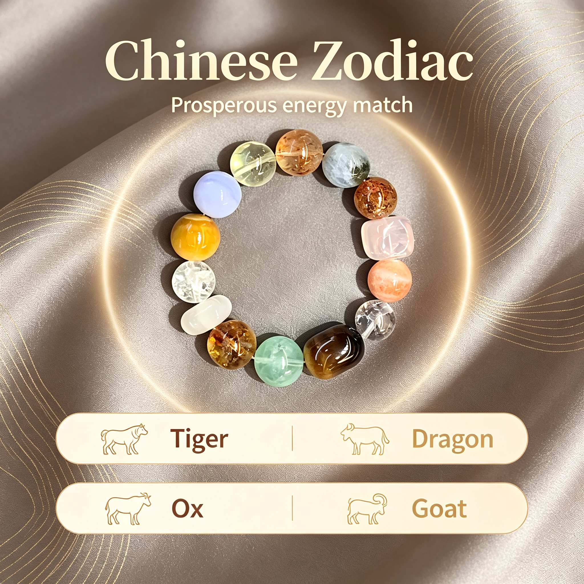 Citrine Sunstone Golden Tiger's Eye Bracelet Natural Mixed Gemstone Beaded Bracelet For Wealth Career Luck Calm Protection