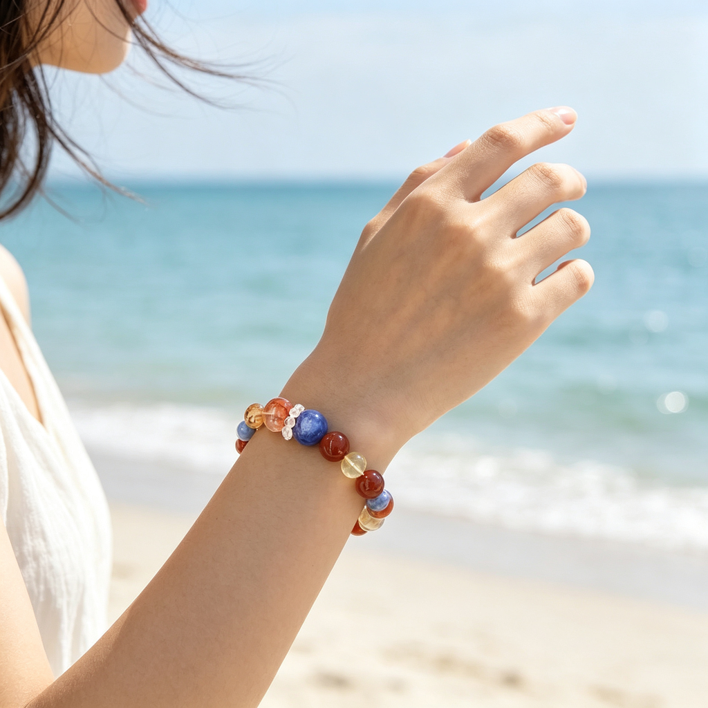 Karma & Elements Fortune Weaver Beaded Bracelet, Natural Mixed Gemstone Bracelet