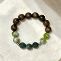 Green Sandalwood Serpentine Jade Green Rutilated Quartz Bracelet Natural Gemstone Beaded Bracelet For Protection Calm Wealth Career Luck Unisex Crystal Jewelry Gift