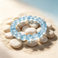 Aquamarine Beaded Bracelet Natural Gemstone Calm Anxiety Protection Road Opener Luck Health Unisex Bracelet Unisex Jewelry Gift
