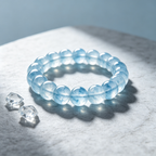 Aquamarine Beaded Bracelet Natural Gemstone Calm Anxiety Protection Road Opener Luck Health Unisex Bracelet Unisex Jewelry Gift