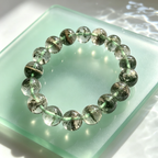 Green Phantom Quartz Bracelet Natural Crystal Beaded Bracelet For Wealth Career Luck Protection Road Opener, Unisex Crystal Jewelry Gift