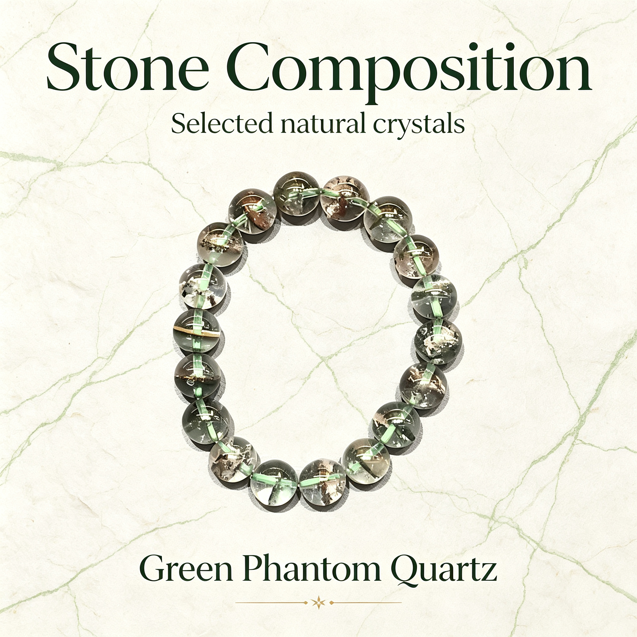 Green Phantom Quartz Bracelet Natural Crystal Beaded Bracelet For Wealth Career Luck Protection Road Opener, Unisex Crystal Jewelry Gift