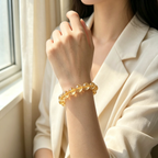 Gold Rutilated Quartz Beaded Bracelet Natural Crystal Wealth Success Career Luck Protection Road Opener Unisex Gemstone Bracelet