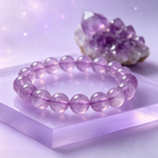Lavender Amethyst Beaded Bracelet Natural Gemstone Calm Anxiety Protection Love Relationships Luck Health Unisex Crystal Bracelet