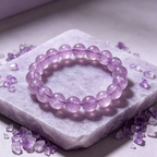 Lavender Amethyst Beaded Bracelet Natural Gemstone Calm Anxiety Protection Love Relationships Luck Health Unisex Crystal Bracelet