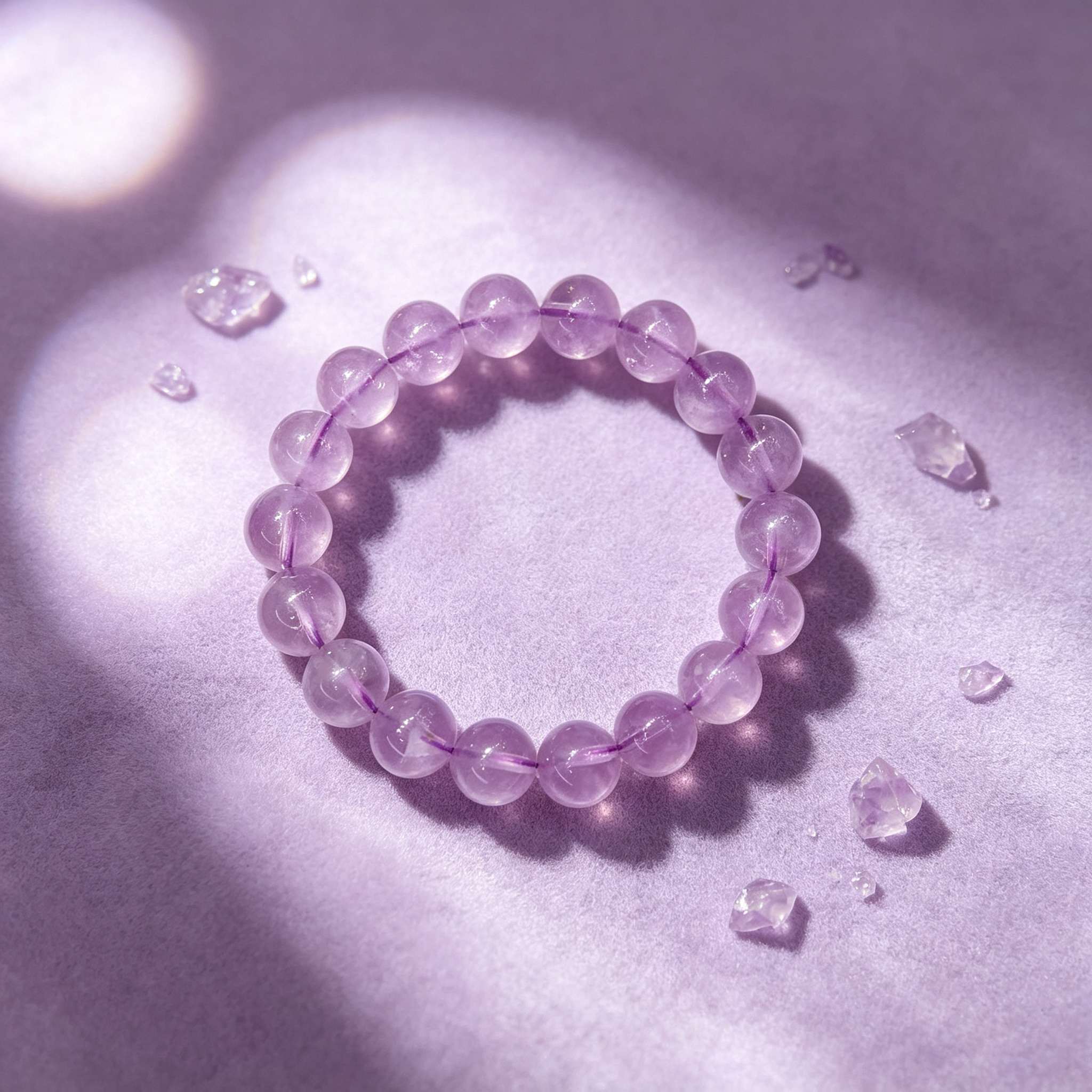 Lavender Amethyst Beaded Bracelet Natural Gemstone Calm Anxiety Protection Love Relationships Luck Health Unisex Crystal Bracelet
