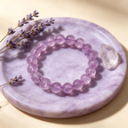 Lavender Amethyst Beaded Bracelet Natural Gemstone Calm Anxiety Protection Love Relationships Luck Health Unisex Crystal Bracelet
