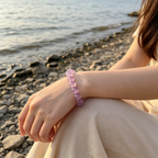 Lavender Amethyst Beaded Bracelet Natural Gemstone Calm Anxiety Protection Love Relationships Luck Health Unisex Crystal Bracelet
