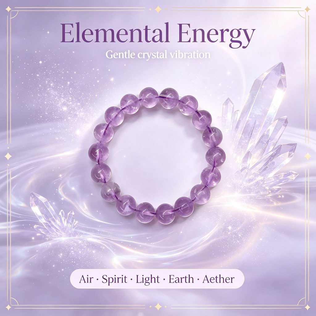 Lavender Amethyst Beaded Bracelet Natural Gemstone Calm Anxiety Protection Love Relationships Luck Health Unisex Crystal Bracelet