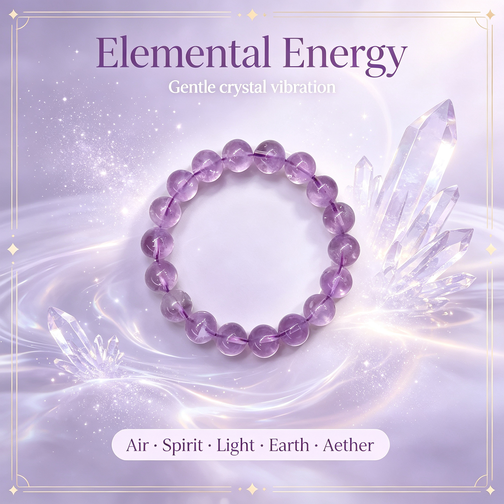 Lavender Amethyst Beaded Bracelet Natural Gemstone Calm Anxiety Protection Love Relationships Luck Health Unisex Crystal Bracelet