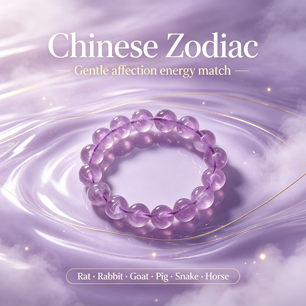 Lavender Amethyst Beaded Bracelet Natural Gemstone Calm Anxiety Protection Love Relationships Luck Health Unisex Crystal Bracelet