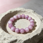 Kunzite Beaded Bracelet Natural Gemstone Calm Anxiety Love Relationships Protection Luck Health Unisex Bracelet