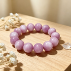 Kunzite Beaded Bracelet Natural Gemstone Calm Anxiety Love Relationships Protection Luck Health Unisex Bracelet