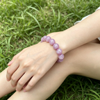 Kunzite Beaded Bracelet Natural Gemstone Calm Anxiety Love Relationships Protection Luck Health Unisex Bracelet