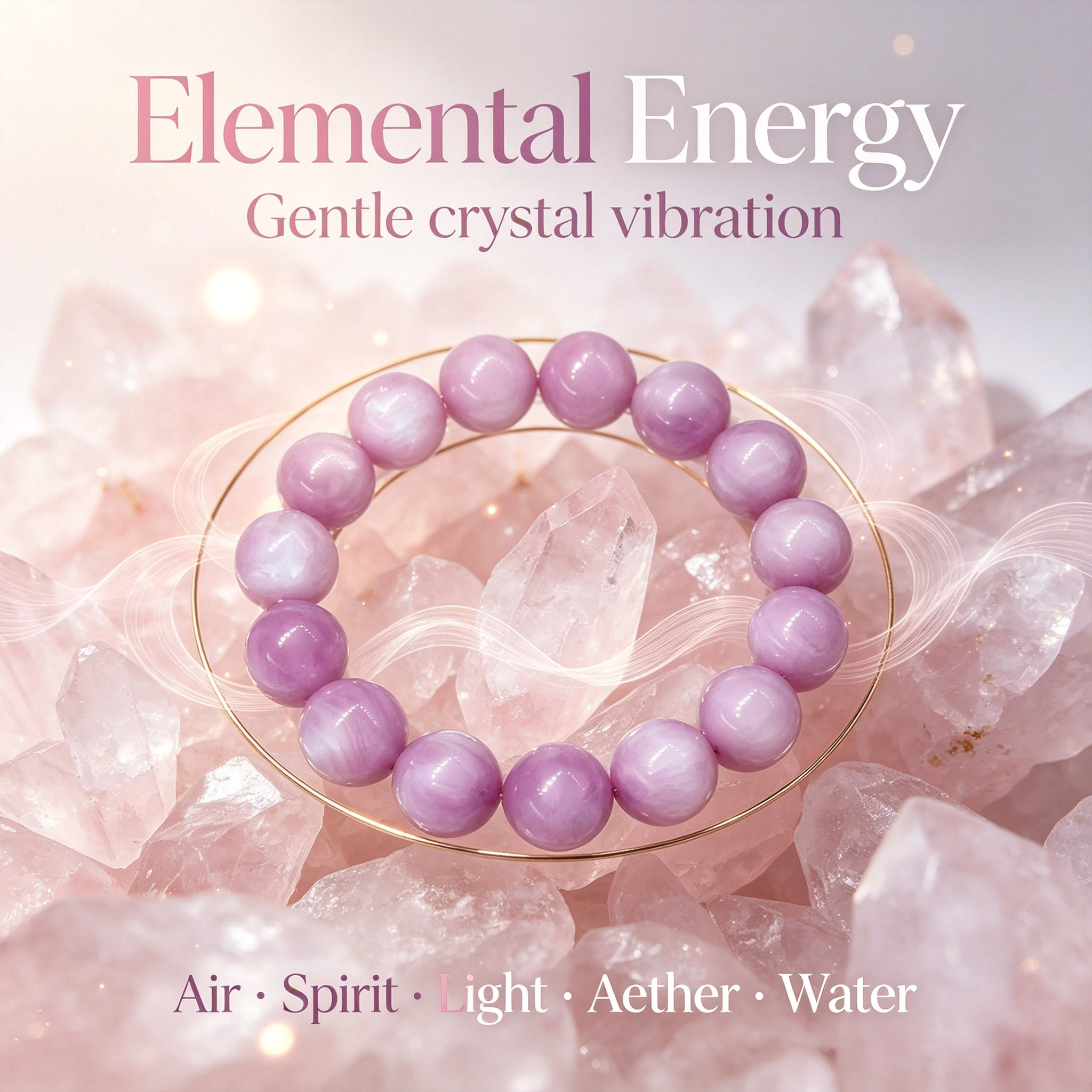 Kunzite Beaded Bracelet Natural Gemstone Calm Anxiety Love Relationships Protection Luck Health Unisex Bracelet