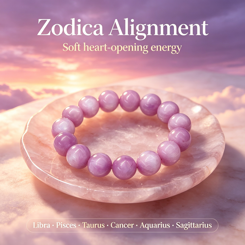Kunzite Beaded Bracelet Natural Gemstone Calm Anxiety Love Relationships Protection Luck Health Unisex Bracelet