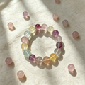 Multi-color Fluorite Beaded Bracelet Natural Gemstone Calm Anxiety Success Career Protection Road Opener Luck Health Unisex Bracelet