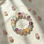 Multi-color Fluorite Beaded Bracelet Natural Gemstone Calm Anxiety Success Career Protection Road Opener Luck Health Unisex Bracelet