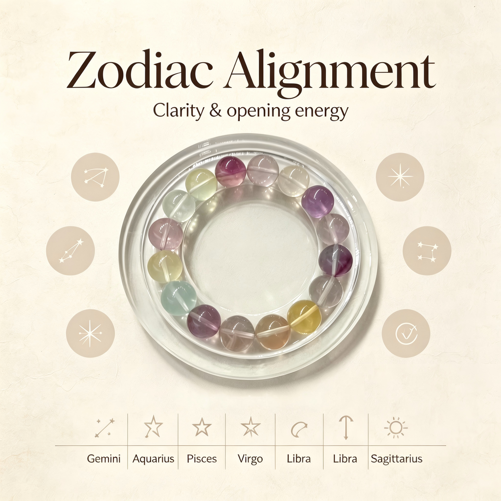 Multi-color Fluorite Beaded Bracelet Natural Gemstone Calm Anxiety Success Career Protection Road Opener Luck Health Unisex Bracelet