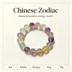 Multi-color Fluorite Beaded Bracelet Natural Gemstone Calm Anxiety Success Career Protection Road Opener Luck Health Unisex Bracelet