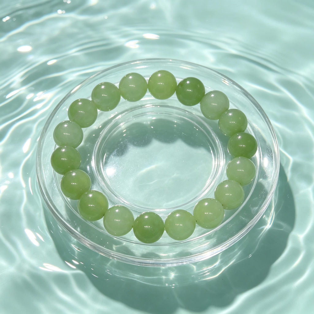 Serpentine Jade Beaded Bracelet Natural Green Jade Calm Anxiety Protection Relationships Luck Health Unisex Gemstone Bracelet