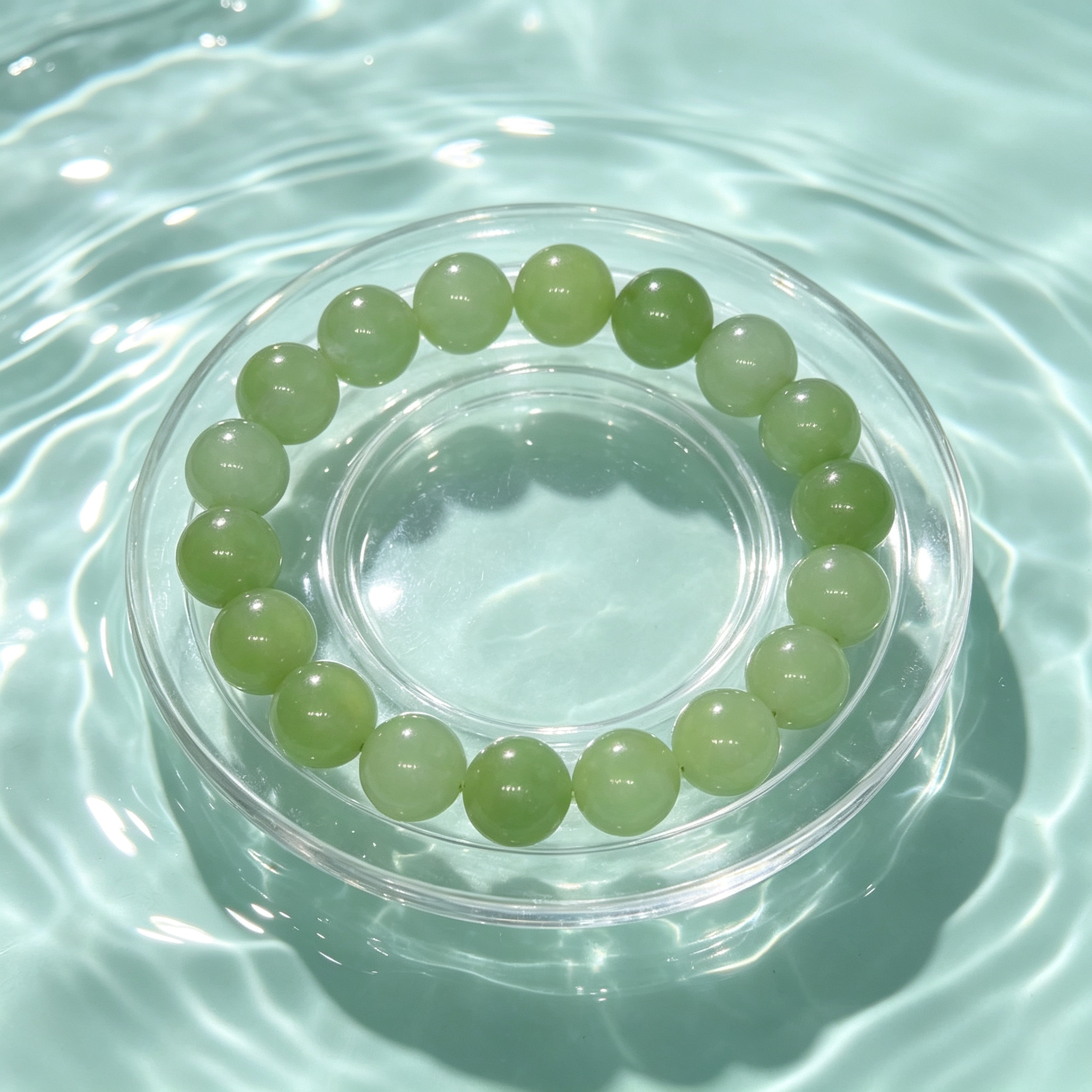 Serpentine Jade Beaded Bracelet Natural Green Jade Calm Anxiety Protection Relationships Luck Health Unisex Gemstone Bracelet