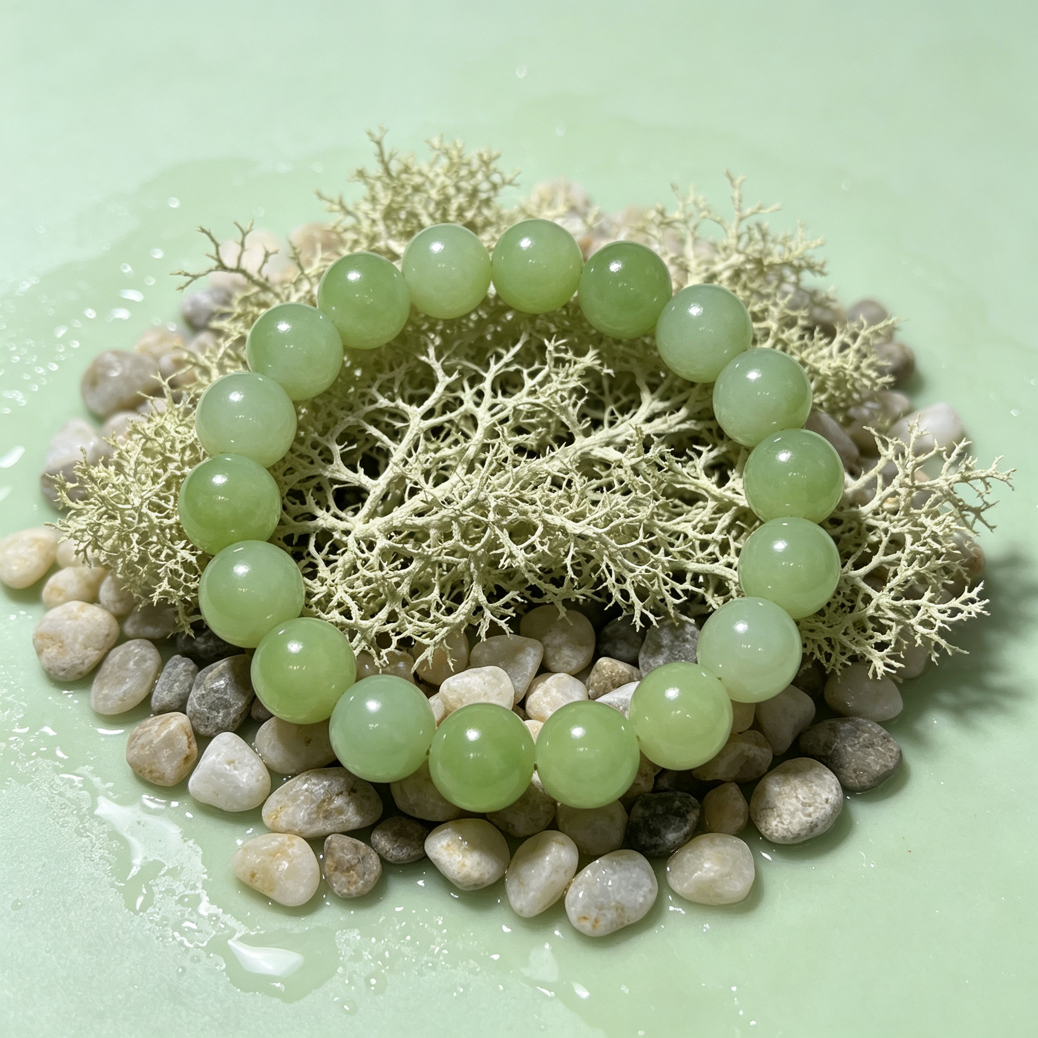 Serpentine Jade Beaded Bracelet Natural Green Jade Calm Anxiety Protection Relationships Luck Health Unisex Gemstone Bracelet