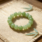 Serpentine Jade Beaded Bracelet Natural Green Jade Calm Anxiety Protection Relationships Luck Health Unisex Gemstone Bracelet