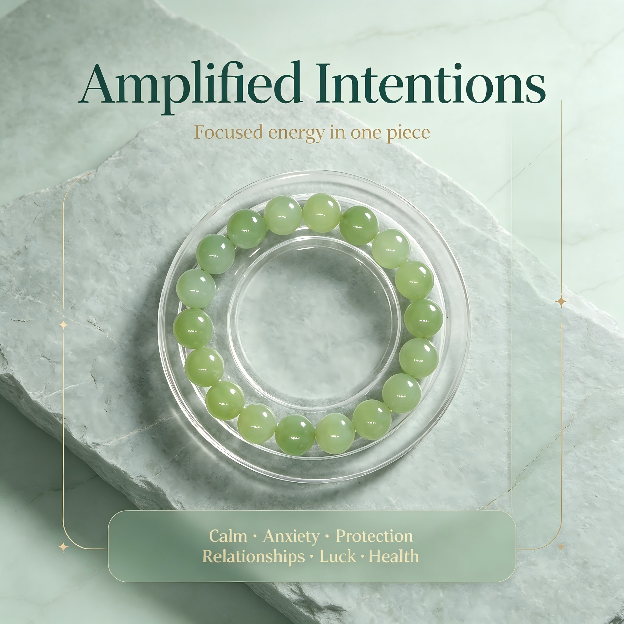 Serpentine Jade Beaded Bracelet Natural Green Jade Calm Anxiety Protection Relationships Luck Health Unisex Gemstone Bracelet