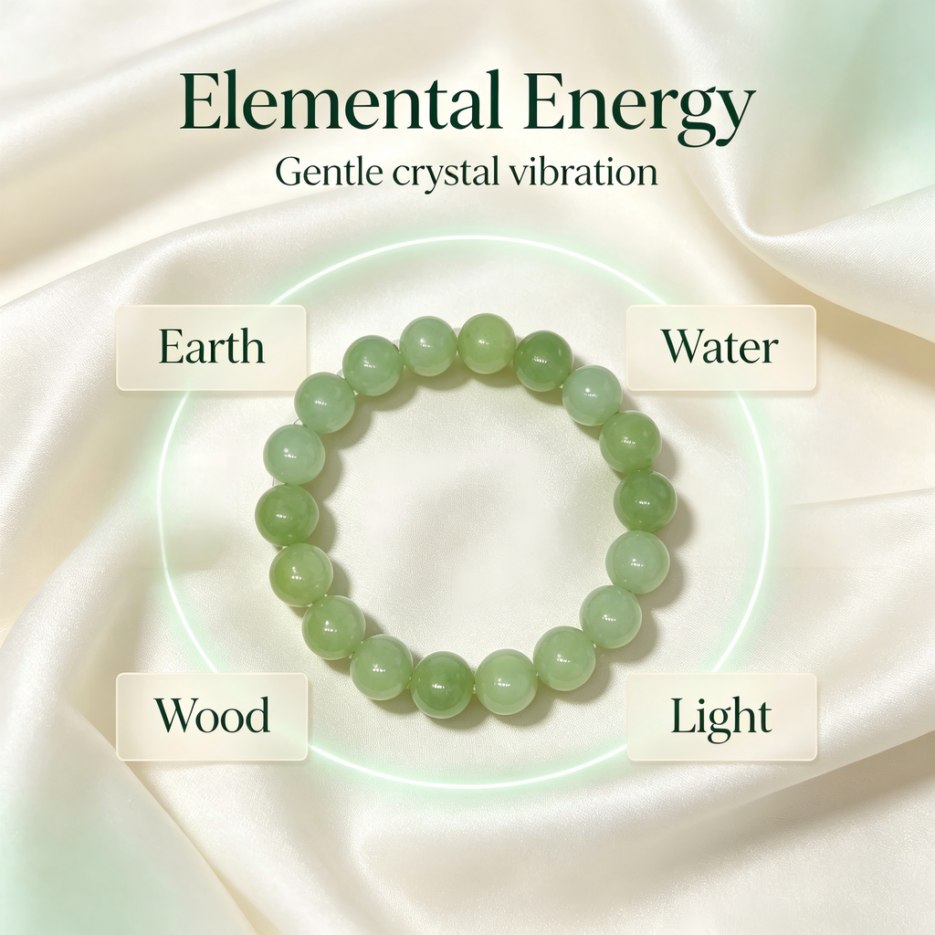 Serpentine Jade Beaded Bracelet Natural Green Jade Calm Anxiety Protection Relationships Luck Health Unisex Gemstone Bracelet