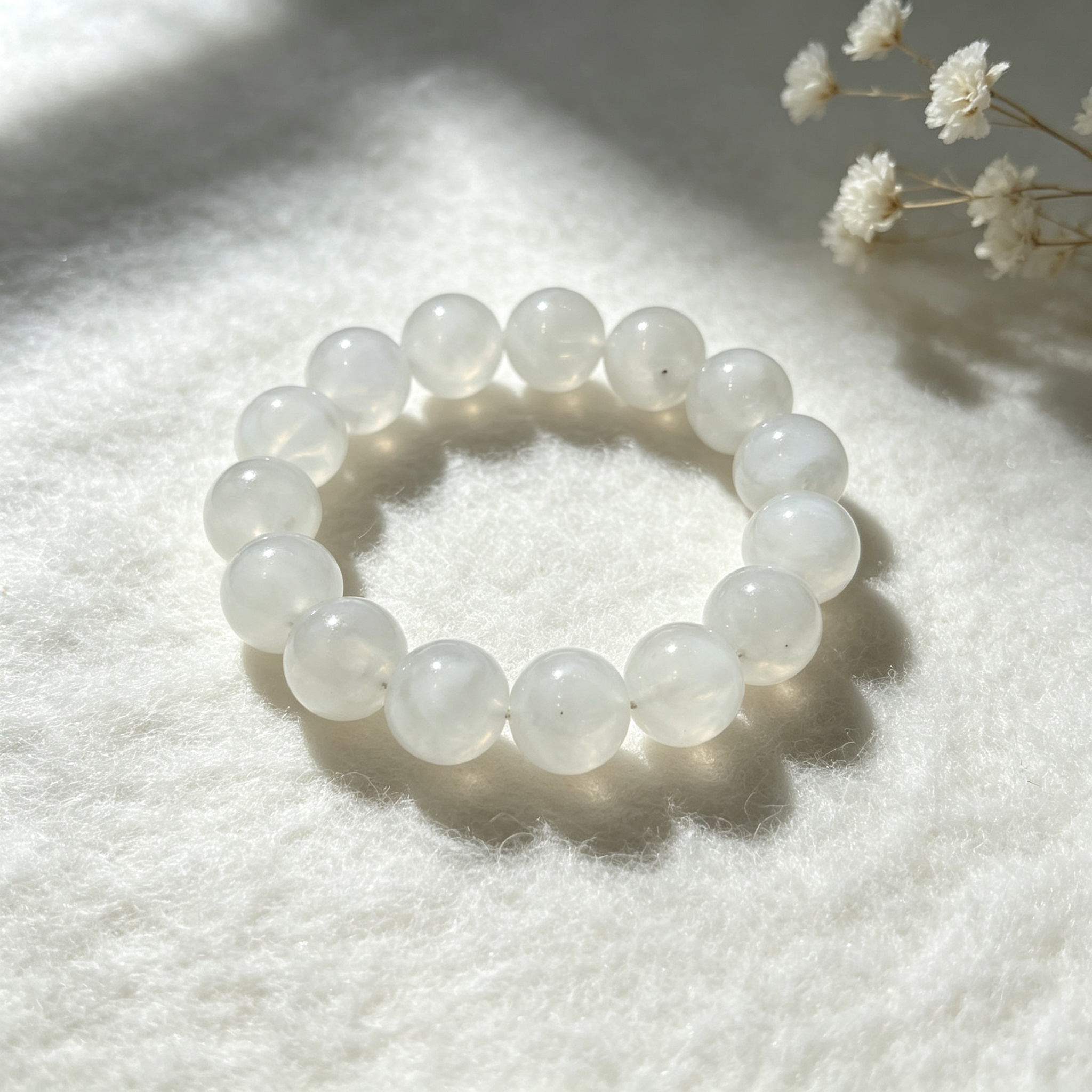 White Phantom Quartz Beaded Bracelet Natural Crystal Calm Anxiety Protection Luck Road Opener Health Unisex Gemstone Bracelet