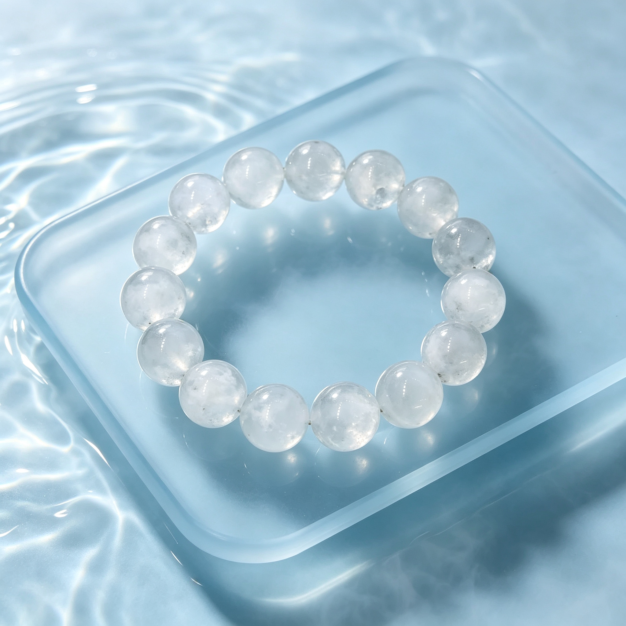 White Phantom Quartz Beaded Bracelet Natural Crystal Calm Anxiety Protection Luck Road Opener Health Unisex Gemstone Bracelet
