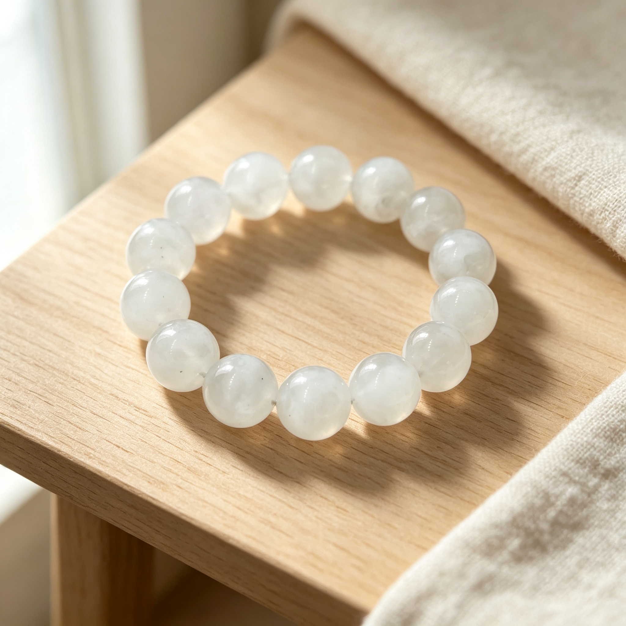 White Phantom Quartz Beaded Bracelet Natural Crystal Calm Anxiety Protection Luck Road Opener Health Unisex Gemstone Bracelet